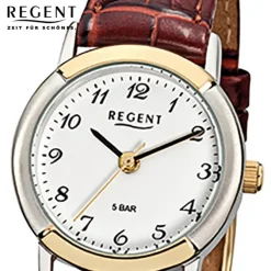Regent Damen-Armbanduhr F-576 Quarz-Uhr Leder-Armband braun URF576