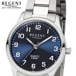 Regent Damen-Armbanduhr F-1325 Quarz-Uhr Edelstahl-Armband silber UR2253414