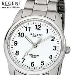 Regent Damen-Armbanduhr 32-F-1085 Quarz-Uhr Titan-Armband grau URF1085