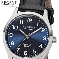 Regent Damen-Armbanduhr F-1307 Quarz-Uhr Leder-Armband schwarz UR2113419