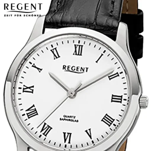 Regent Damen-Armbanduhr 32-F-1072 Quarz-Uhr Leder-Armband schwarz URF1072