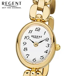 Regent Damen-Armbanduhr F-1406 Quarz-Uhr Mini Stahl-Armband gold URF968