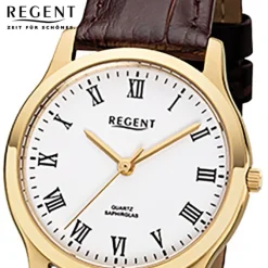 Regent Damen-Armbanduhr 32-F-1074 Quarz-Uhr Leder-Armband braun URF1074