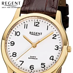 Regent Damen-Armbanduhr 32-F-1075 Quarz-Uhr Leder-Armband braun URF1075