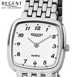 Regent Damen-Armbanduhr F-520 Quarz-Uhr Stahl-Armband silber URF520