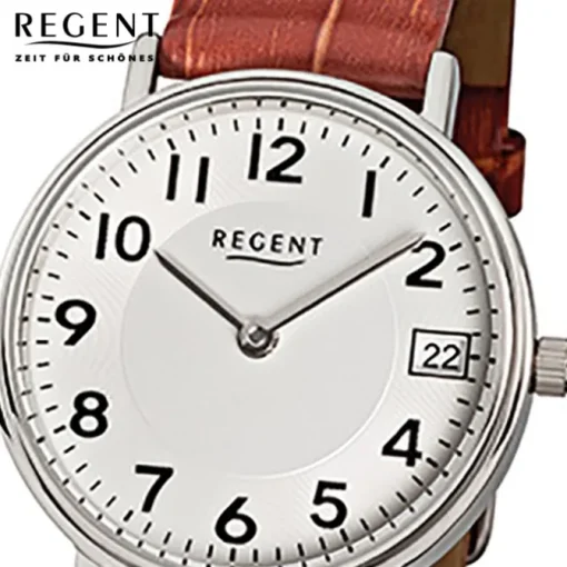 Regent Damen-Armbanduhr F-329 Quarz-Uhr Leder-Armband braun URF329