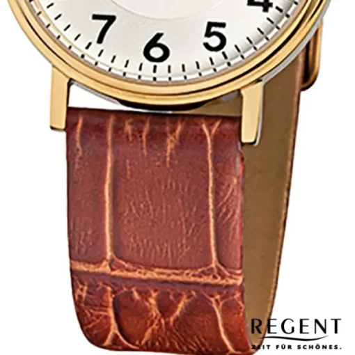 Regent Damen-Armbanduhr F-328 Quarz-Uhr Leder-Armband braun URF328