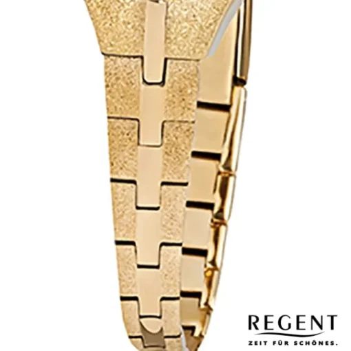 Regent Damen-Armbanduhr F-378 Quarz-Uhr Stahl-Armband gold URF378