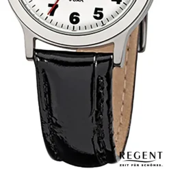 Regent Damen-Armbanduhr F-826 Quarz-Uhr Leder-Armband schwarz URF826