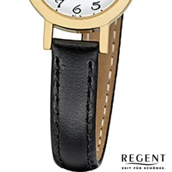 Regent Damen-Armbanduhr F-980 Quarz-Uhr Mini Leder-Armband schwarz URF980