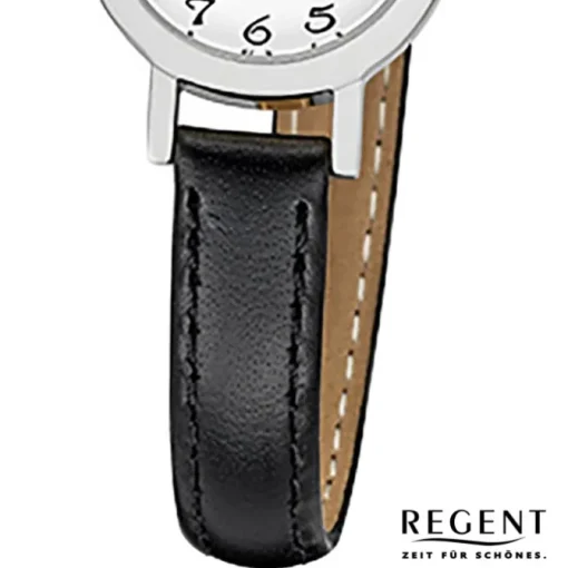 Regent Damen-Armbanduhr F-979 Quarz-Uhr Mini Leder-Armband schwarz URF979