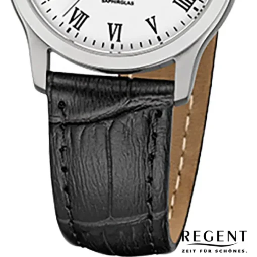 Regent Damen-Armbanduhr 32-F-1072 Quarz-Uhr Leder-Armband schwarz URF1072