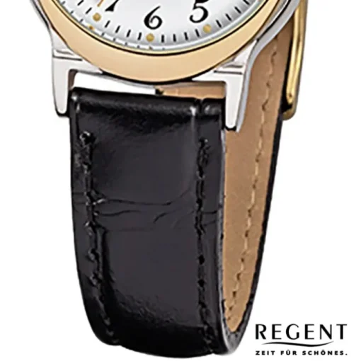 Regent Damen-Armbanduhr F-014 Quarz-Uhr Leder-Armband schwarz URF014