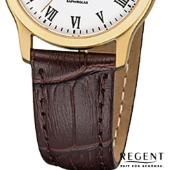 Regent Damen-Armbanduhr 32-F-1074 Quarz-Uhr Leder-Armband braun URF1074