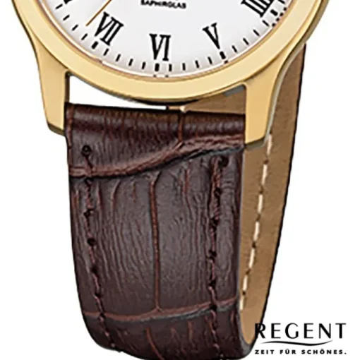 Regent Damen-Armbanduhr 32-F-1074 Quarz-Uhr Leder-Armband braun URF1074