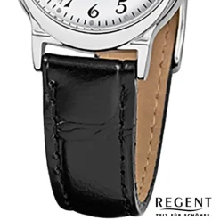Regent Damen-Armbanduhr F-013 Quarz-Uhr Leder-Armband schwarz URF013