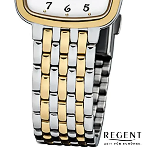 Regent Damen-Armbanduhr F-1049 Quarz-Uhr Stahl-Armband silber gold URF1049