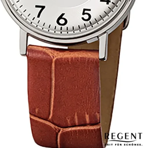 Regent Damen-Armbanduhr F-329 Quarz-Uhr Leder-Armband braun URF329