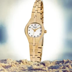 Regent Damen-Armbanduhr F-308 Quarz-Uhr Stahl-Armband gold URF308