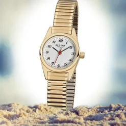 Regent Damen-Armbanduhr F-271 Quarz-Uhr Stahl-Armband gold URF271