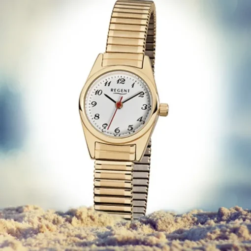 Regent Damen-Armbanduhr F-271 Quarz-Uhr Stahl-Armband gold URF271