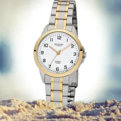 Regent Damen-Armbanduhr 32-F-1006 Edelstahl-Armband silber gold URF1006