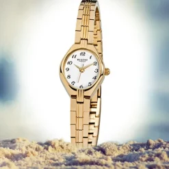 Regent Damen-Armbanduhr F-303 Quarz-Uhr Stahl-Armband gold URF303