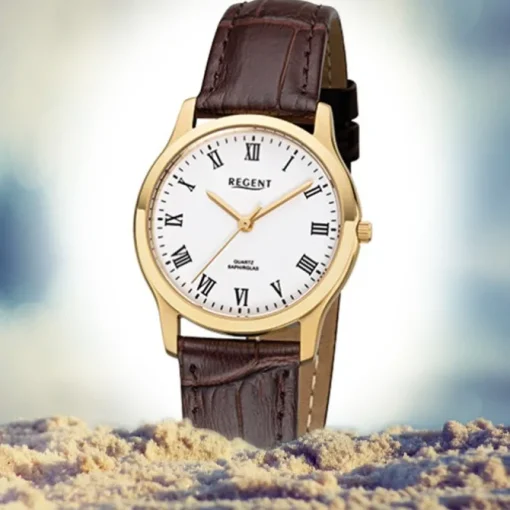 Regent Damen-Armbanduhr 32-F-1074 Quarz-Uhr Leder-Armband braun URF1074