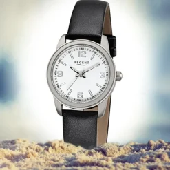 Regent Damen-Armbanduhr 32-F-1087 Quarz-Uhr Titan-Armband schwarz URF1087