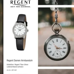 Regent Damen-Armbanduhr 32-F-1087 Quarz-Uhr Titan-Armband schwarz URF1087