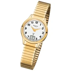 Regent Damen-Armbanduhr 32-FR-208 Funkuhr Edelstahl-Armband gold URFR208