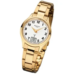 Regent Damen-Armbanduhr 32-FR-195 Funkuhr Edelstahl-Armband gold URFR195