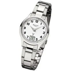 Regent Damen-Armbanduhr 32-FR-193 Funkuhr Edelstahl-Armband silber URFR193