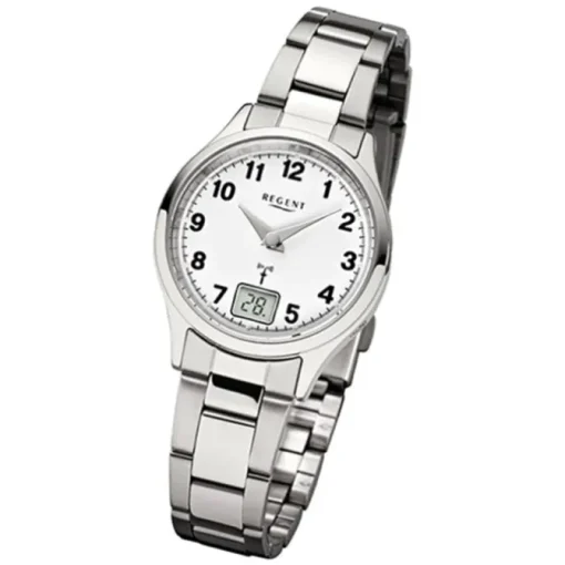 Regent Damen-Armbanduhr 32-FR-193 Funkuhr Edelstahl-Armband silber URFR193