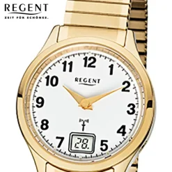 Regent Damen-Armbanduhr 32-FR-208 Funkuhr Edelstahl-Armband gold URFR208