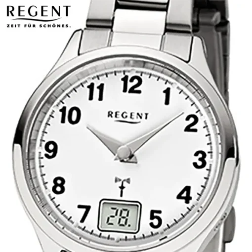 Regent Damen-Armbanduhr 32-FR-193 Funkuhr Edelstahl-Armband silber URFR193