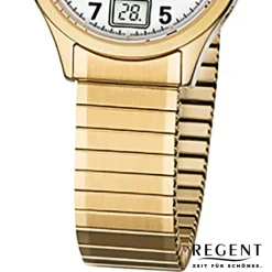 Regent Damen-Armbanduhr 32-FR-208 Funkuhr Edelstahl-Armband gold URFR208