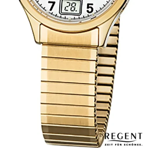 Regent Damen-Armbanduhr 32-FR-208 Funkuhr Edelstahl-Armband gold URFR208