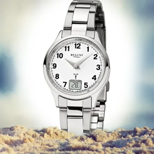 Regent Damen-Armbanduhr 32-FR-193 Funkuhr Edelstahl-Armband silber URFR193