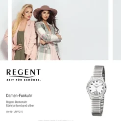 Regent Damen-Armbanduhr 32-FR-210 Funkuhr Edelstahl-Armband silber URFR210
