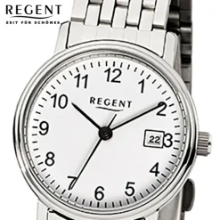 Regent Damen-Armbanduhr Mineralglas Quarz Edelstahl silber URF598