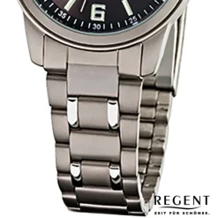 Regent Damen-Armbanduhr Mineralglas Quarz Titan silber grau URF858