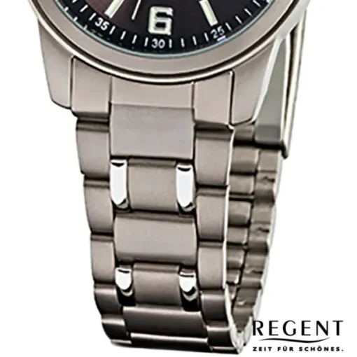 Regent Damen-Armbanduhr Mineralglas Quarz Titan silber grau URF858