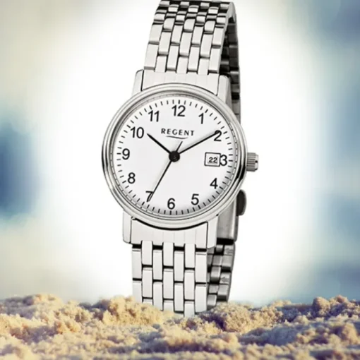Regent Damen-Armbanduhr Mineralglas Quarz Edelstahl silber URF598