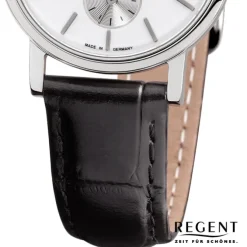 Regent Damen-Armbanduhr Quarz-Uhr Leder-Armband schwarz Uhr URGM1452