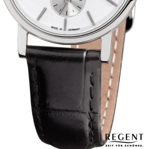 Regent Damen-Armbanduhr Quarz-Uhr Leder-Armband schwarz Uhr URGM1452