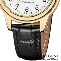 Regent Damenuhr Handaufzug Leder schwarz Gehäuse ionenplattiert Gold Uhr URF1395 URF959