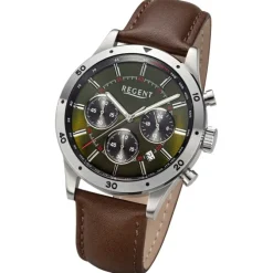 Regent Herren Armbanduhr Analog Lederarmband dunkelbraun URBA822