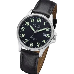 Regent Herren Armbanduhr Analog Lederarmband schwarz URF1259