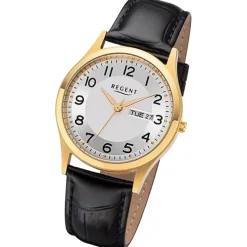 Regent Herren Armbanduhr Analog Lederarmband schwarz URF1261